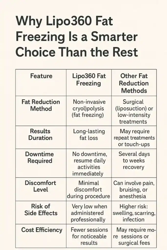 Is it possible to permanently freeze fat cells? 2 Table showing benefits of fat freezing to remove fat cells Dunstable from Lipo 360