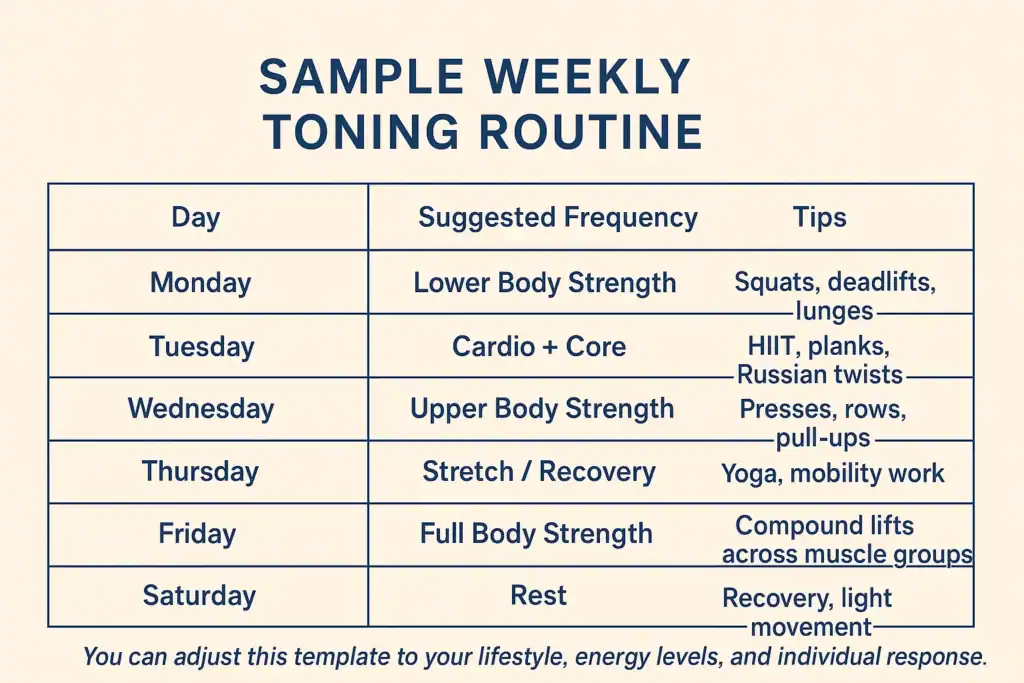 Achieving the Perfect Tone: How Often Should You Exercise for Results? 4 Weekly exercise Dunstable plan graphic