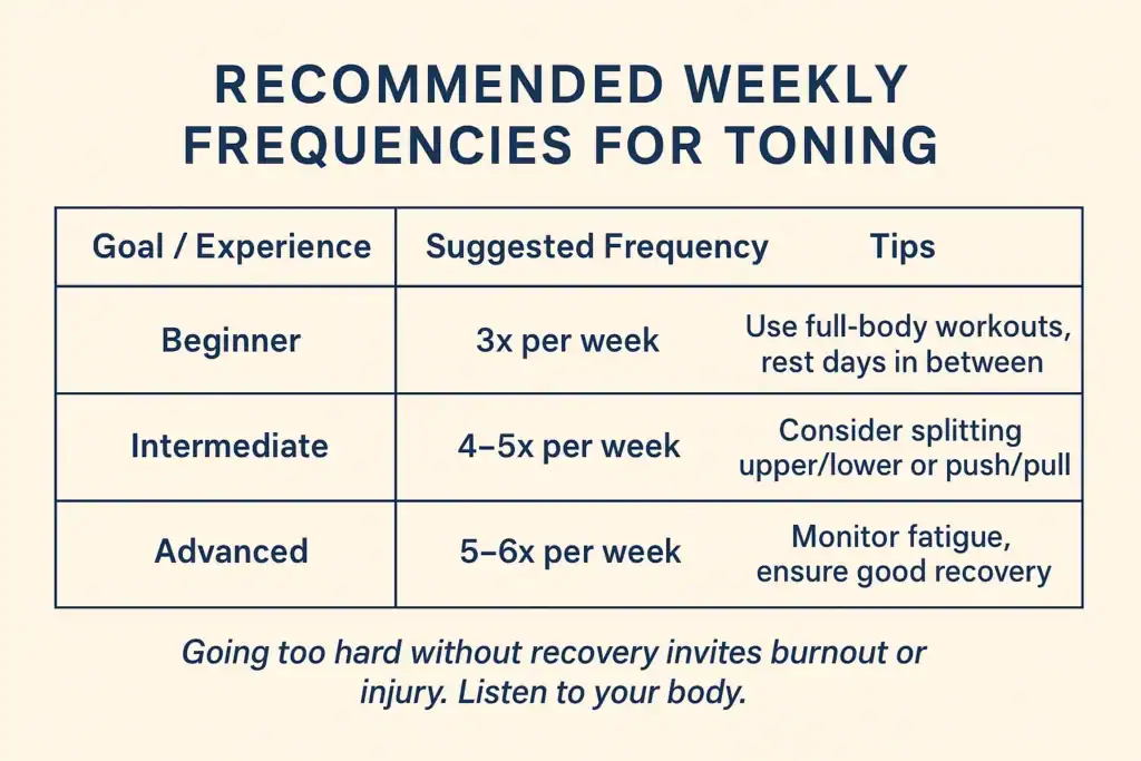 Achieving the Perfect Tone: How Often Should You Exercise for Results? 2 Graphic to show how often you should do exercise to help with toning Dunstable