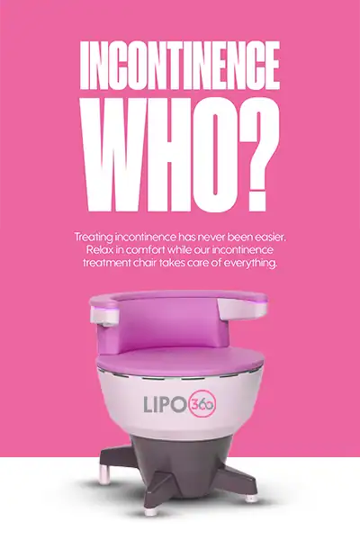 LIPO360 EMS Chair Can Help with Urinary Incontinence 2 Image of a urinary incontinence treatment seat Dunstable