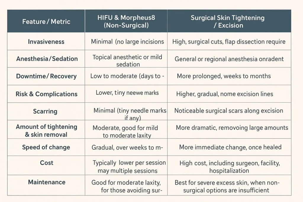 The Science of Skin Tightening 2 Table of skin tightening Dunstable benefits compared to surgical options